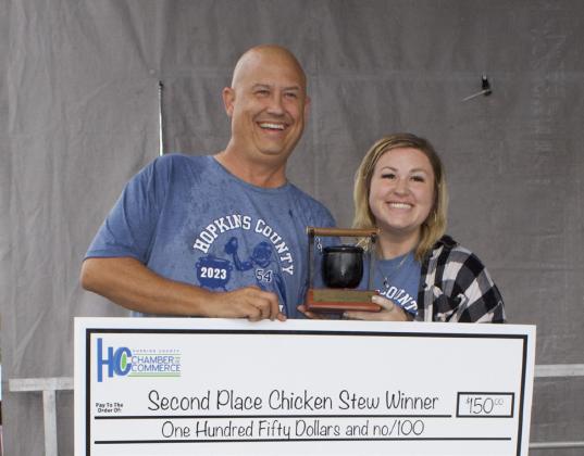 Shane Green and Jessica Green prepared the second place chicken stew. They were sponsored by Little Caesars.