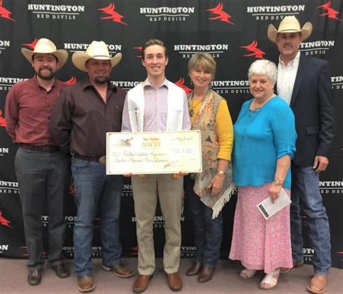 2019 Huntington High School valedictorian Weston Reynolds (center) attended his first Texas State JAKES event more than 10 years ago. Reynolds was recently awarded $12,500 in National Wild Turkey Federation scholarship money for use towards his college education at Texas Tech University. Courtesy/NWTF via Matt Williams