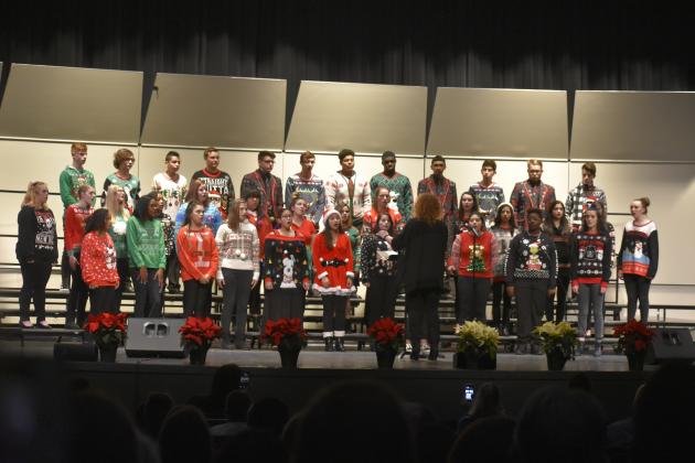 Sulphur Springs High School choir performs in "ugly sweaters."