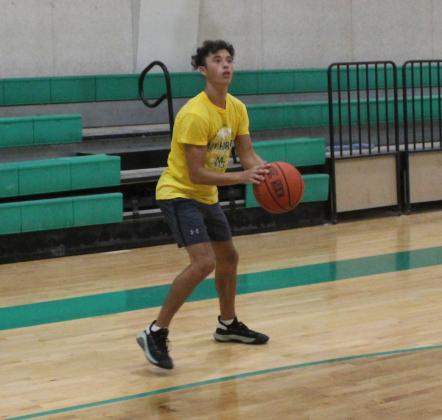 Isaiah Billingsley works on his outside shot Tuesday. Billingsley was one of the leading scorers for the Hornets in sophomore season and is set to have an even bigger junior year. Billingsley was first team all-district selection a season ago.