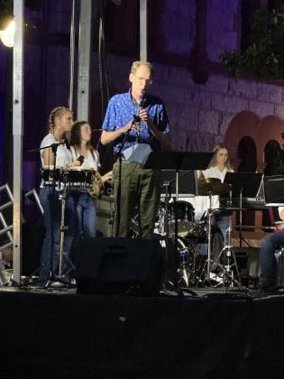 Bright Star Band instructor Jeff Smith soloed on Dixieland clarinet in  the SSHS Jazz Band Concert on the Square