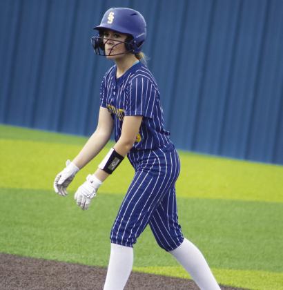 Nicole Higgins (18) takes a lead off from second base during the Lady Wildcats' game against Paris Wednesday. Higgins batted 1/1, recorded three RBIs, and scored four runs in the Lady Wildcats' 23-0 victory.