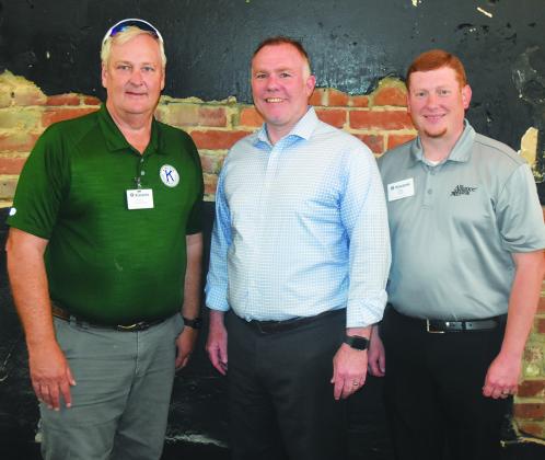 RECENT SPEAKER — Brian Crump, (center), CANHelp Executive Director, was the recent speaker to the Sulphur Springs Kiwanis Club. From left, David Froneberger, Club President; Crump and Gary Clem, President-Elect. Staff photo by Don Wallace