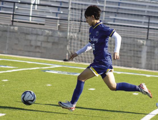 JJ Gomez (10) races towards the goal during a game against Perryton this past season. Gomez was named co-MVP of District 13-4A following an outstanding season on the pitch. Photo by DJ Spencer