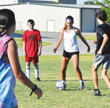Older players at the Sulphur Springs practiced outdoors on an adjacent practice field at the Sulphur Springs High School while other campers worked out in the multi-purpose building. The camp had more than more than 150 kids from kindergarten age to incoming freshmen students.