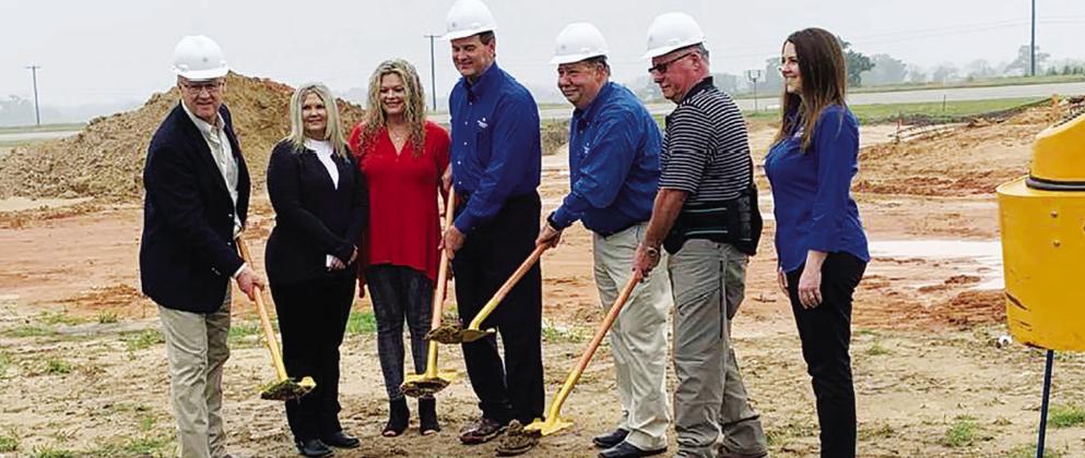 GROUNDBREAKING HELD — First National Bank of East Texas held a groundbreaking Tuesday for a new 5,000 square foot building that will be built at the 1460 Hillcrest Drive South location. From left, David Stevenson-Board Member Jana Barrett -Teller; Donna Brown - Operations Manager/Accounts Representative; Chris Gibbins - Sr. VP/Location President; Danny Weems -President &amp; CEO; Rick Frazier-Board Member and Cassie Gammill -Banking Officer. Staff photo by Faith Huffman