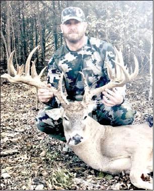 Scoring 233 7/8 Boone and Crockett inches, a massive 27 pointer taken in Collin County during the 2018-19 deer season by bow hunter Chad Jones of Princeton ranks as the top scoring low fence entry statewide in the Texas Big Game Awards Program last season. The Jones buck, along with dozens of others, will be on display at the upcoming TBGA Region 5-7 Sportsman’s Celebration banquet set for June 22 in Lufkin. Courtesy/Chad Jones