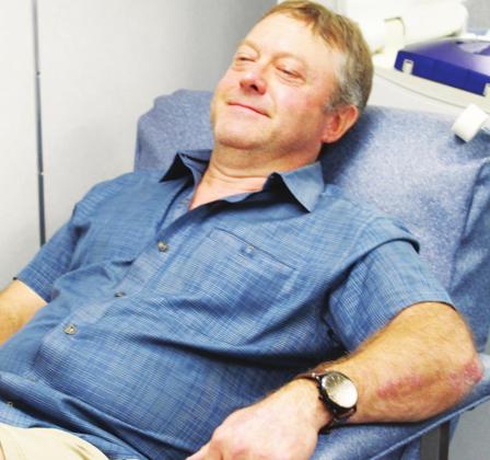 Jay Price, resident of Sulphur Springs donated blood on Saturday at the Carter Blood-Care blood drive event in front of Brookshire’s. Sponsors American Legion, Post #66 and VFW 8560 headed as Drive Chair to help meet the high demands during the seasonal slump.