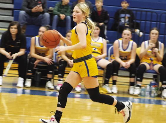Saltillo's Ryleigh Rear (31) dribbles the ball down the court during a playoff game this past season. Redar earned co-MVP district honors following an outstanding senior season on the court. Photo by DJ Spencer