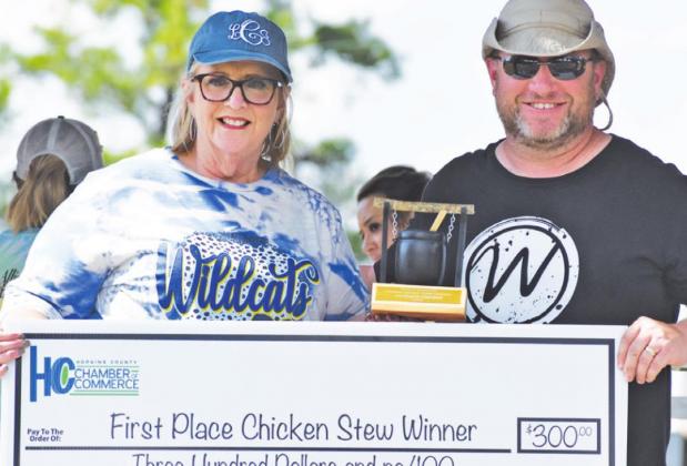 Linda Crouch, representing Andy Crouch, and Jeff Tiemeyer with The Way Bible Church won first place in the Chicken Stew category.
