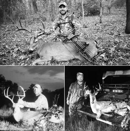 PRIZE CATCHES — Smith County archer Logan Tidwell made only six hunts this season and brought down three bucks in three different East Texas counties. Tidwell, 37, has never paid a lease fee. He spends most of his time on small tracts of property close to home where he is able to secure access for free.