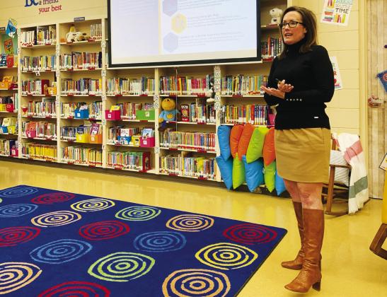 Sulphur Springs ISD Superintendent Deana Steeber discusses the school bond proposal during a town hall meeting Feb. 26 at Rowena Johnson Primary. Town hall meetings are also scheduled at 6 p.m. March 19 at Travis Primary and April 18 at Sulphur Springs Elementary. Staff photo by Faith Huffman