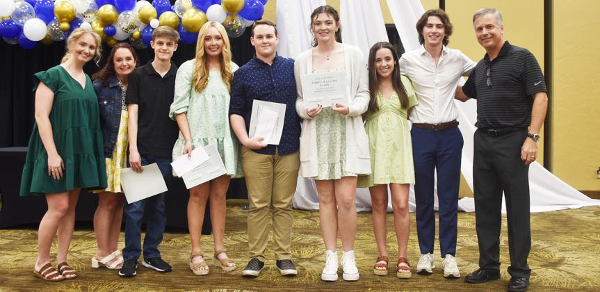 JAMES GOGGANS Memorial Scholarship awards, given by Goggans family members. The award went to Bridger Mayhew, $10,000; with $5,000 each to Sallee Spraggins, Clancy Mayo, Ella Ray, and Spencer Thurman.