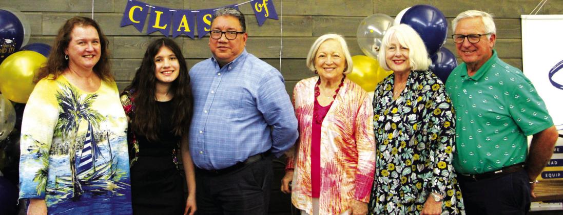 Suphur Springs High School Class of 2024 valedictorian (second from left) Alexis Villarino with her family, which included (left) her mom , Dr. Leah Larsen, and dad, Dr. Mario Villarino. Staff photos by Tammy VInson