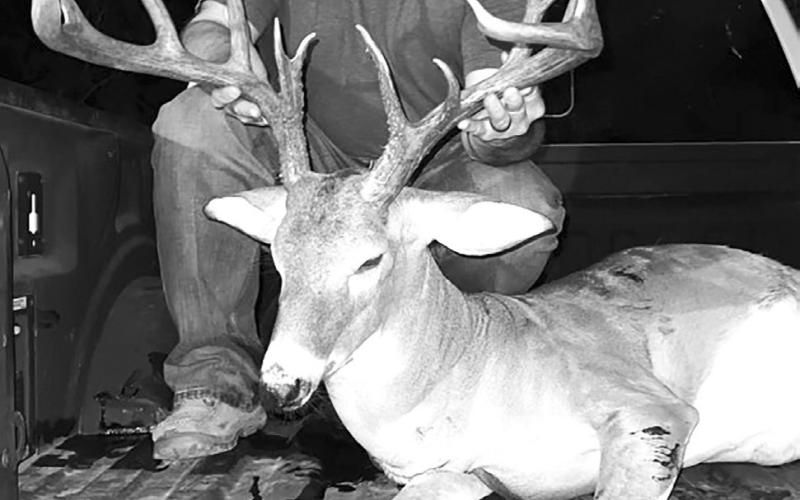 Forrest Hodges, 37, with the trio of free ranging whitetails he took off his property in Cherokee County between Sept. 28 and Oct. 1 using Managed Lands Deer permits provided by the Texas Parks and Wildlife Department. All of the bucks were 7 1/2 years old. Courtesy Photos