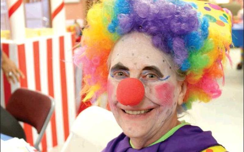 Above, clown Mary Ivey was in attendance.