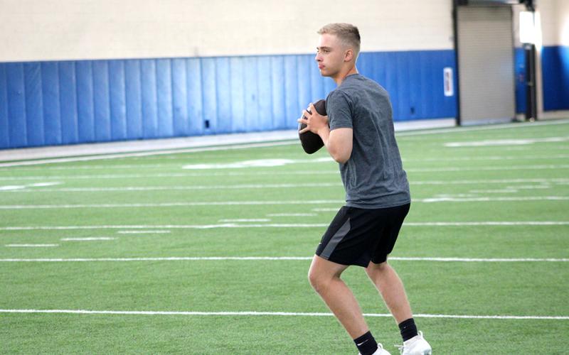 Student athletes run drills this week at The Edge summer conditioning program at Sulphur Springs High School.