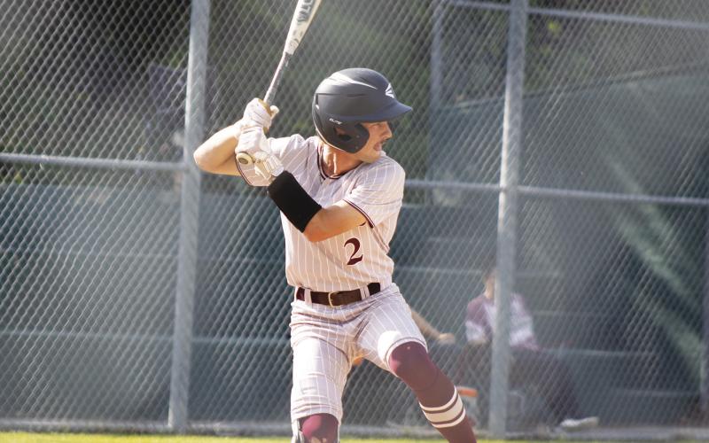 Cumby's Jace Evans (2) awaits the pitch in the batter's box during a game against Yantis this past season. Evans was a co-recipient of the District 18-2A Offensive Player of the Year award for his play on the diamond this season, sharing the award with Como-Pickton's Dane Oud.