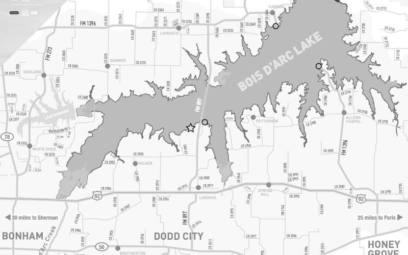 Map of Bois d'Arc Lake Bois d'Arc Lake Graphic