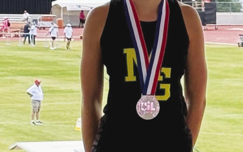 Miller Grove's Ella Ramsey earned a silver medal in the Class 1A pole vaulting championship, placing second with a height of nine feet, nine inches. Courtesy Photo/Randa Ramsey