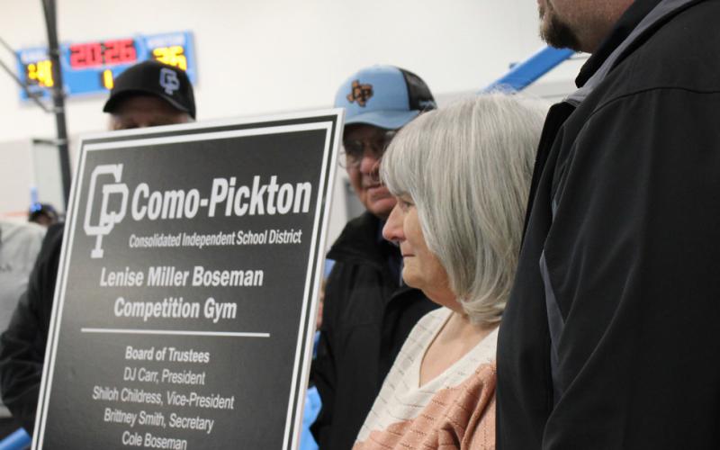 A special dedication during the official opening ceremony for the new Como-Pickton Consolidated Independent School District gymnasium was the naming of the CPCISD Lenise Miller Boseman Competition Gym, in honor of the business manager's 52 years of dedicated service to the district.