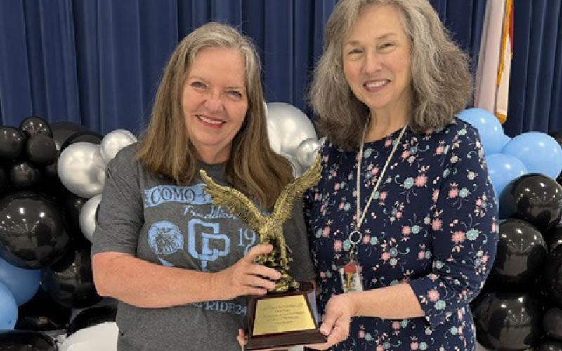 Como-Pickton CISD Food Service Director JoAnn Fuller received the 2026 Eagle Pride of the Year award at the annual CPCISD staff awards on Wednesday, May 6. Courtesy Como-Pickton CISD