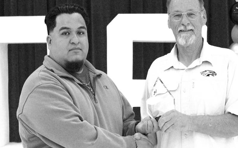 CPCISD High School Principal Kelly Baird recognized and awarded biology teacher Osvaldo Torres with High School Teacher of the Year on Wednesday, May 6.