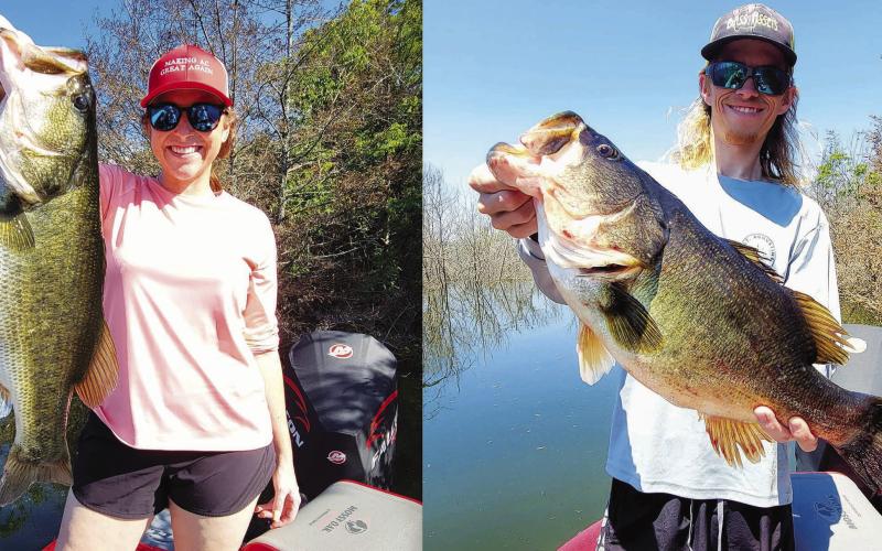Fishing traffic on Texas’newest lake has slowed and bass appear to have become more educated since its opening in mid-April, but reports of solid catches continue to trickle in. Fishing guide Brandon Dillard steered Jackie Levy (left) and Garrett Gibson to these beauties earlier this month. Courtesy Photos/Brandon Dillard