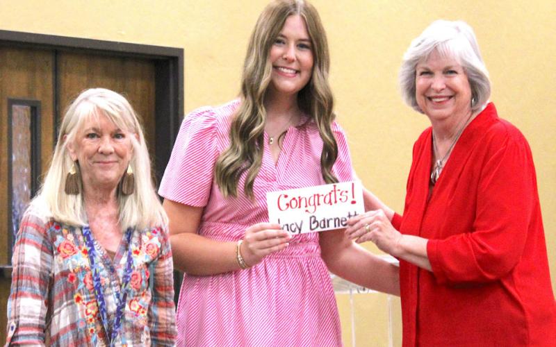 Jacy Barnett recieved $500 for winning the Hopkins-Rains Retired School Personnel Scholarship. Staff photos by Lexi Delarosa