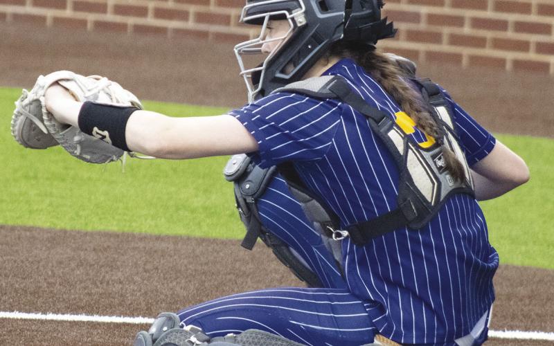 Shaelee Friddle (2) catches a pitch during the Lady Wildcats' Regional Semifinals series against Richland this past season. Friddle earned District 14-4A Defensive Player of the Year honors, following a strong sophomore season.