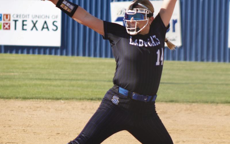 Jersie Fowler (14) delivers a pitch during a game against Paris this past season. Fowler earned First-Team All-District honors as a pitcher, following a strong freshman season.