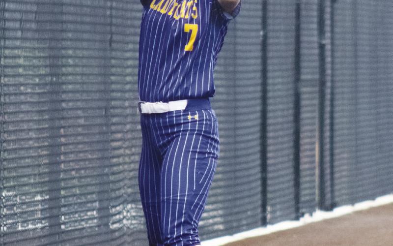 Bayler Boatman (7) catches a pop fly ball for an out during he Lady Wildcats' Area Playoff series against Athens this past season. Boatman received First-Team All-District honors for her play in the infield during her senior season.