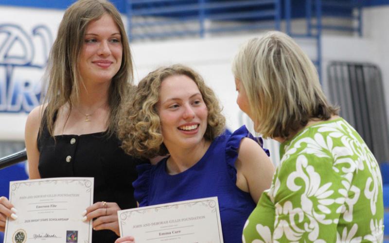 Emerson Fite and Emma Carr receive the John and Debra Gillis Foundation Bright Star Scholarship for $40,000 each.