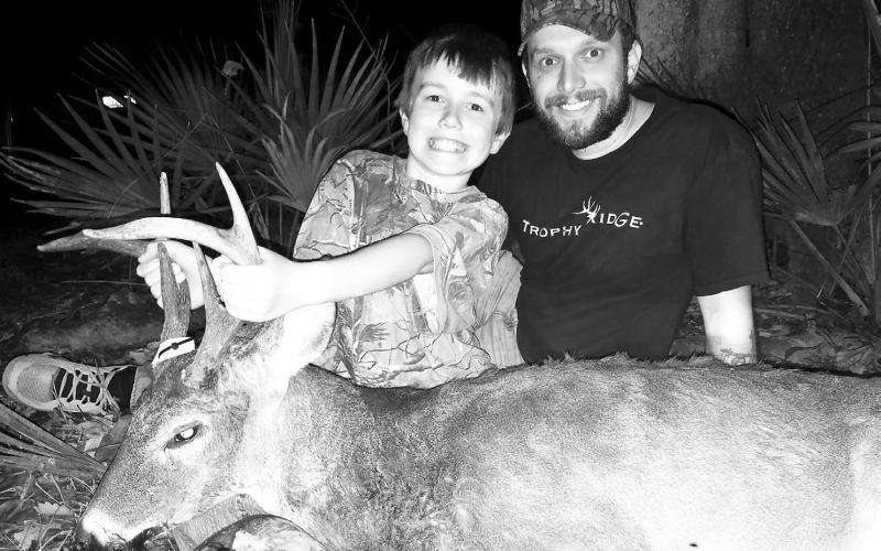 Justin Lanclos (right) and his 9-year-old son, Carter, experienced the dark side of tree stand hunting in July 2016. Lanclos fell 22 feet from a lock-on platform, because he was not wearing a safety harness and safety line at the time. The fall resulted in a broken leg, shattered knee and other injuries that lead to multiple surgeries and a world of hurt. Photo Courtesy/ Justin Lanclos