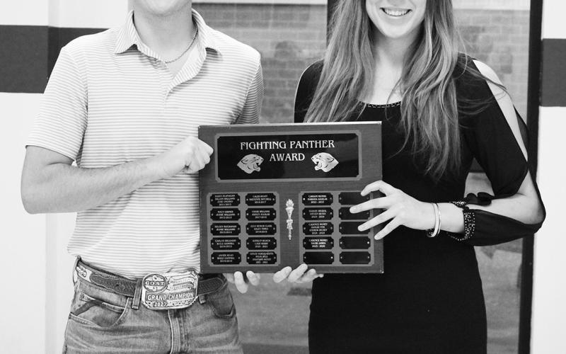 David James (left) and Cadence Money received the Fighting Panther Award, given to the male and female athletes who excel both in athletics and academics.