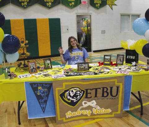 Audrey Yates signed a national letter of intent to run cross country and track at East Texas Baptist University in Marshall. Yates has enjoyed a stellar running career at Miller Grove. Throughout high school, she was a three-time Regional Qualifier and one-time State Qualifier in cross country and three-time Regional Qualifier in track and field.