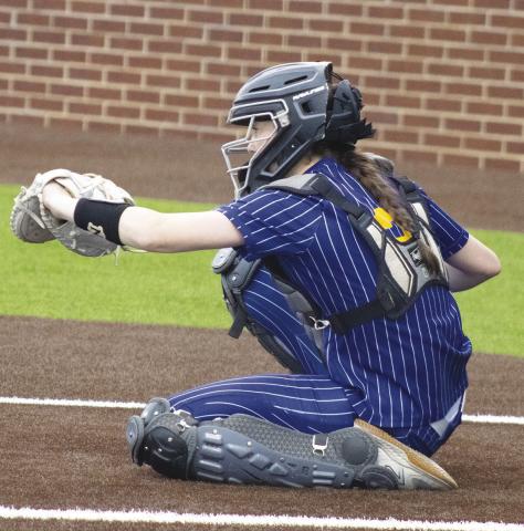 Shaelee Friddle (2) catches a pitch during the Lady Wildcats' Regional Semifinals series against Richland this past season. Friddle earned District 14-4A Defensive Player of the Year honors, following a strong sophomore season.