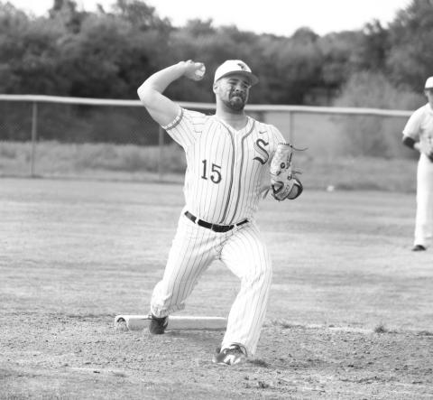 Bryce Mobley (15) delivers a pitch during a game against Bland this past season. Mobley earned District 12-1A Pitcher of the Year and First-Team All-District honors for his efforts on the diamond during his senior season.