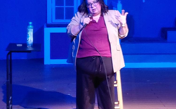 Brandy Lachney opens a Comedy Night Show with her stand-up routine at the Main Street Theatre on Saturday, May 23. Staff photo by Lexi Delarosa