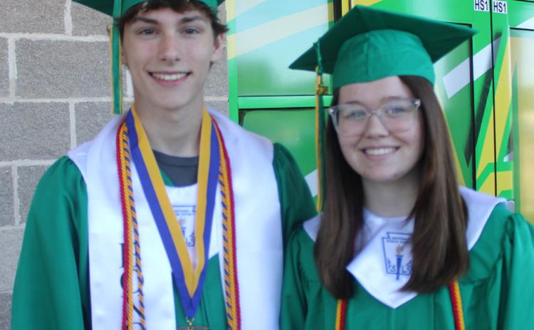 Isaac Taylor is recognized as valedictorian and Danielle Garrett as salutatorian of the Miller Grove High School Senior Class of 2026.