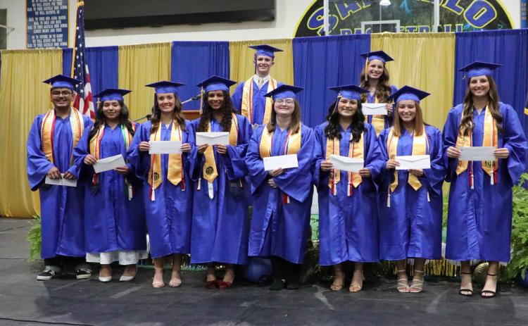 Kerry Garmon Scholarships were awarded during Saltillo High School Senior Class of 2026's graduation in the Kerry Garmon Gymnasium. Saltillo ISD photo