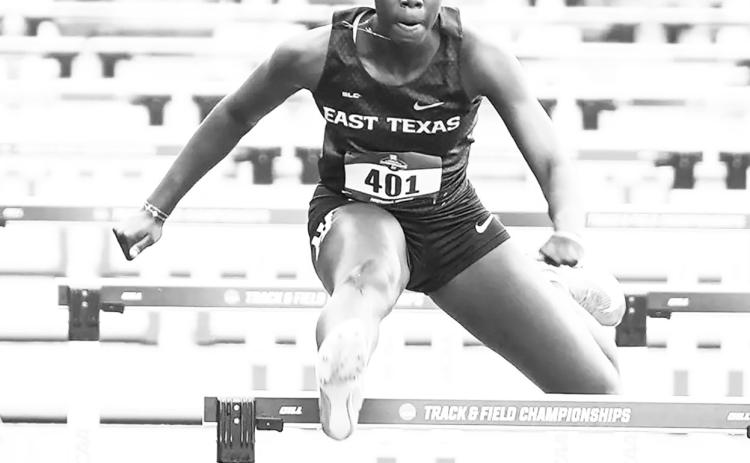 East Texas A&amp;M student- athlete Sandy Sayki competes in the 100-meter hurdles at the NCAA West First Rounds Thursday. Sakyi concluded her season with a 29th-place finish, clocking a time of 13.487 seconds. Lion Athletics Photo by Avi Mehta