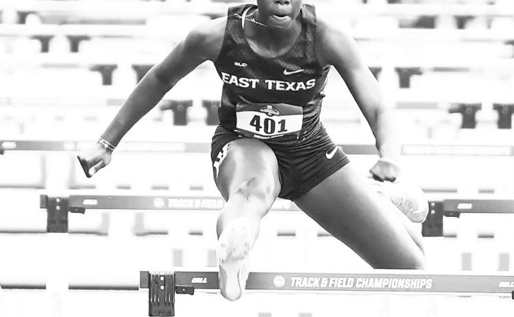 East Texas A&amp;M student- athlete Sandy Sayki competes in the 100-meter hurdles at the NCAA West First Rounds Thursday. Sakyi concluded her season with a 29th-place finish, clocking a time of 13.487 seconds. Lion Athletics Photo by Avi Mehta